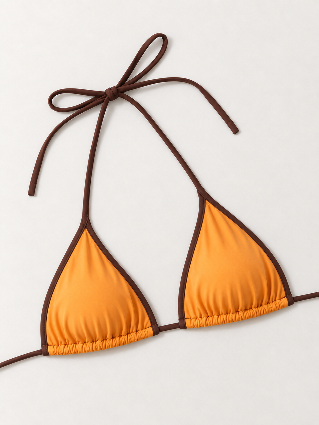 Orange Contrast Trim Triangle Bikini Top