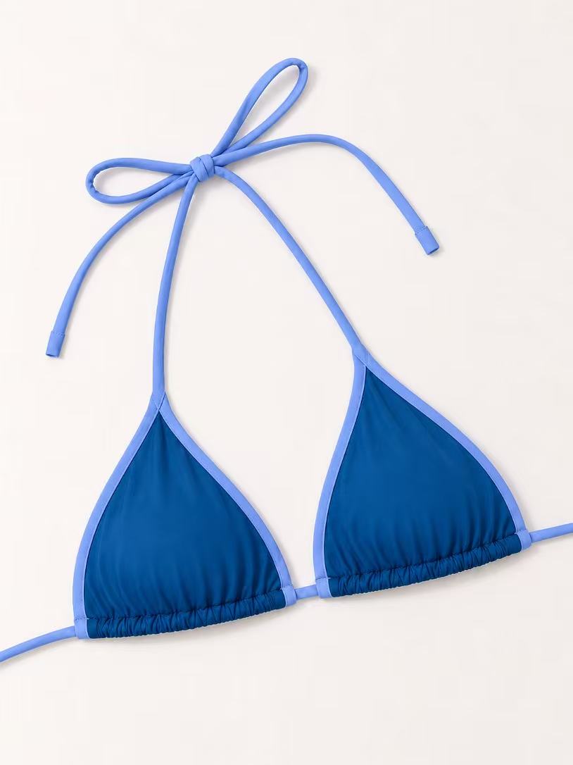 Navy Blue Contrast Side-Tie Bikini Bottom