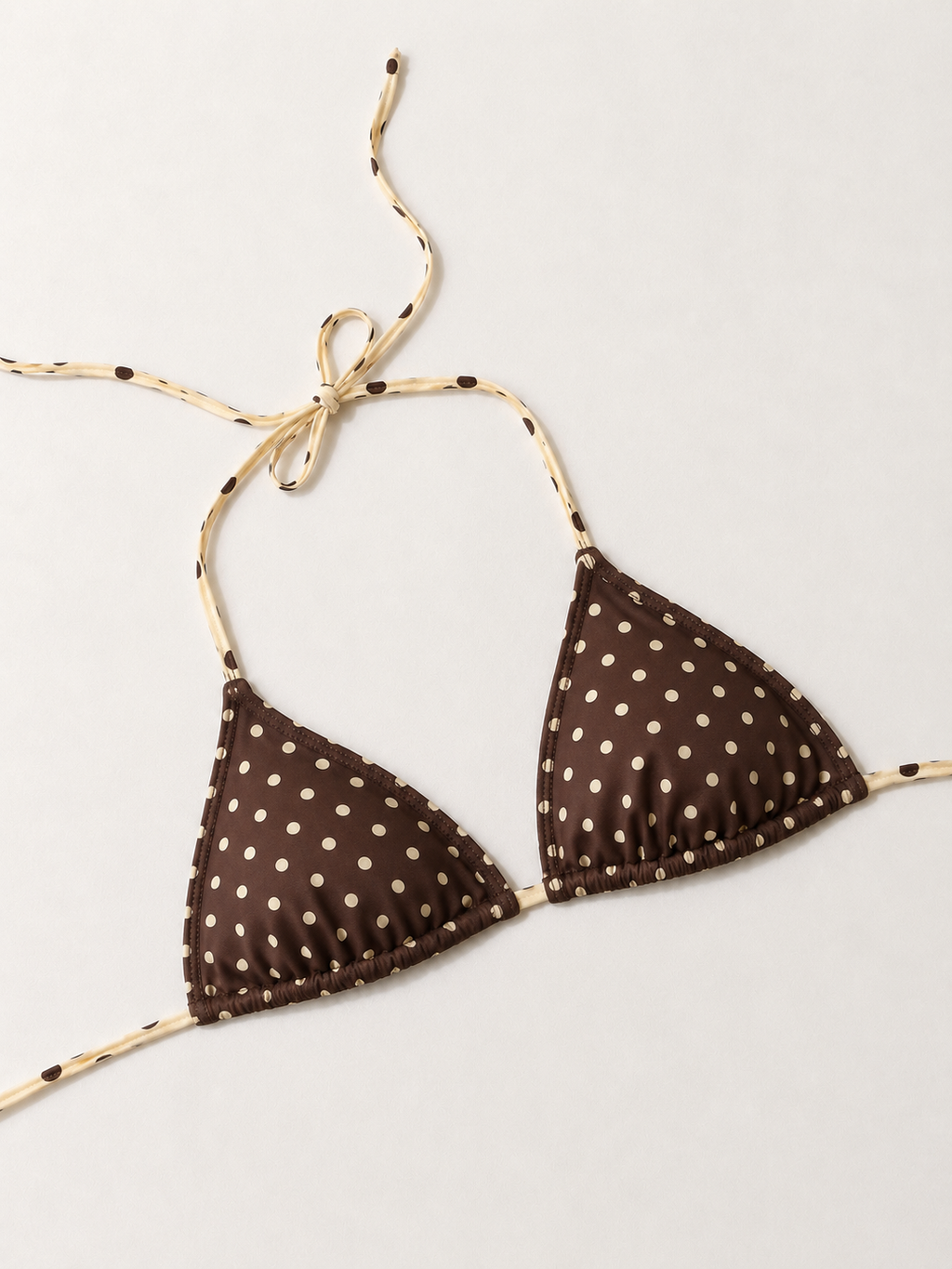 Brown Polka Dot Triangle Bikini Top