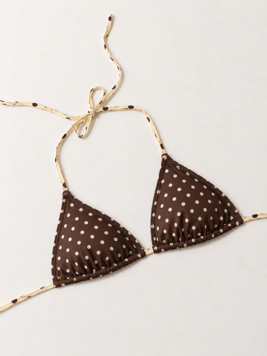 Brown Polka Dot Triangle Bikini Top
