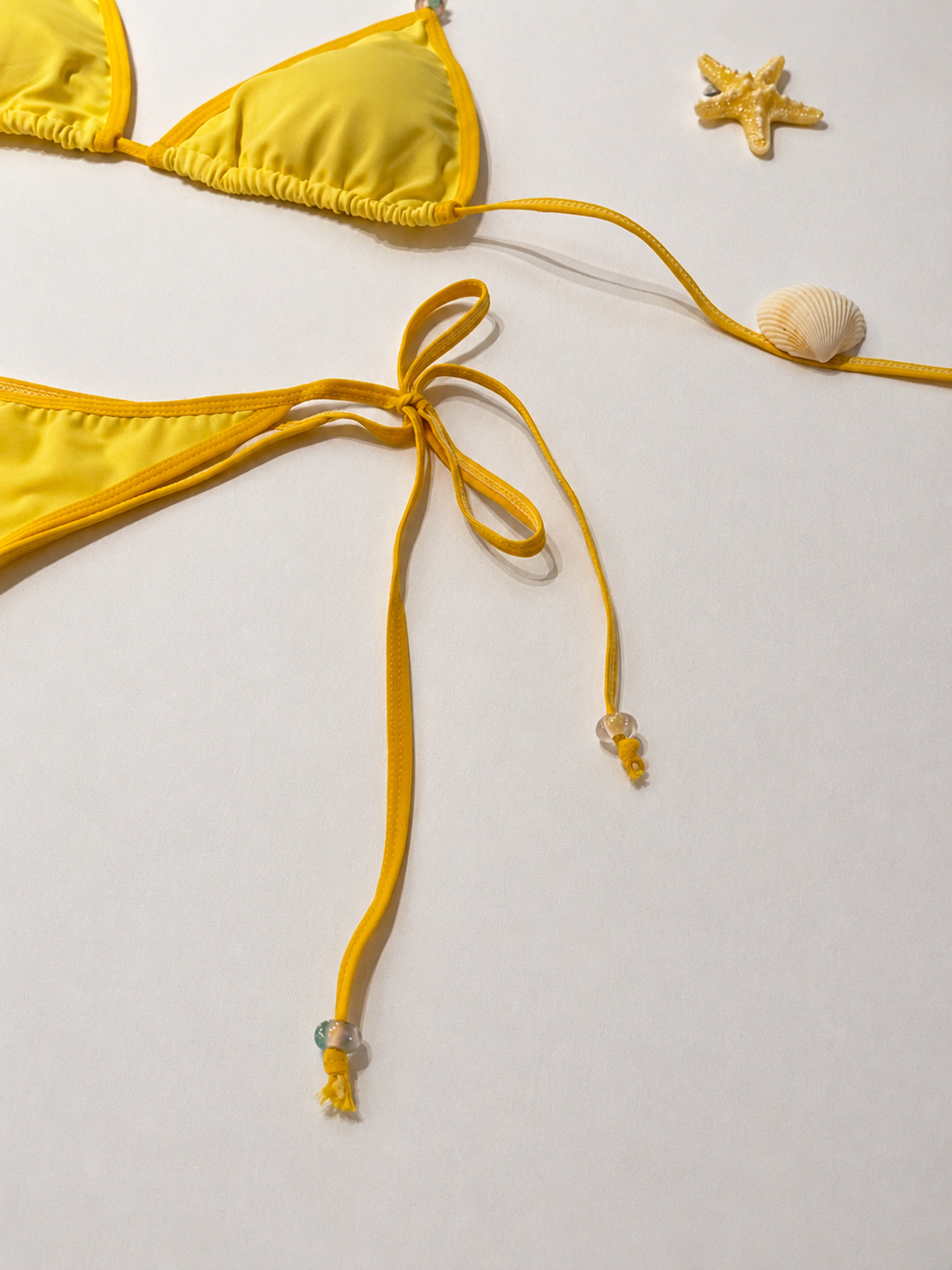 Butter Yellow Beaded Side-Tie Bikini Bottom