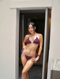 Purple Polka Dot Triangle Bikini Top