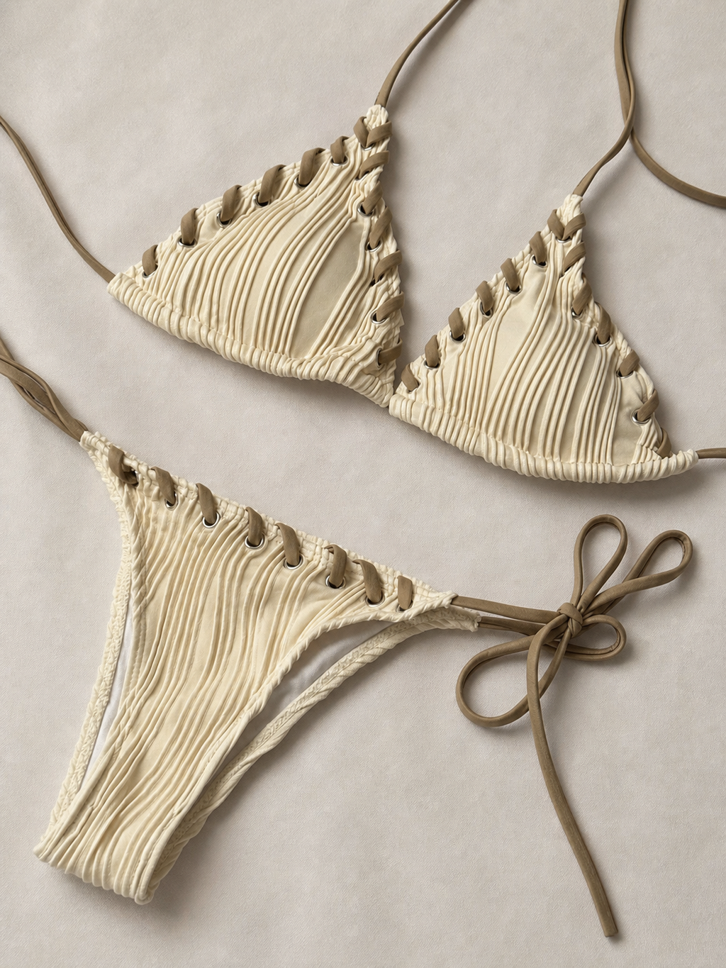 White Pleated Bikini