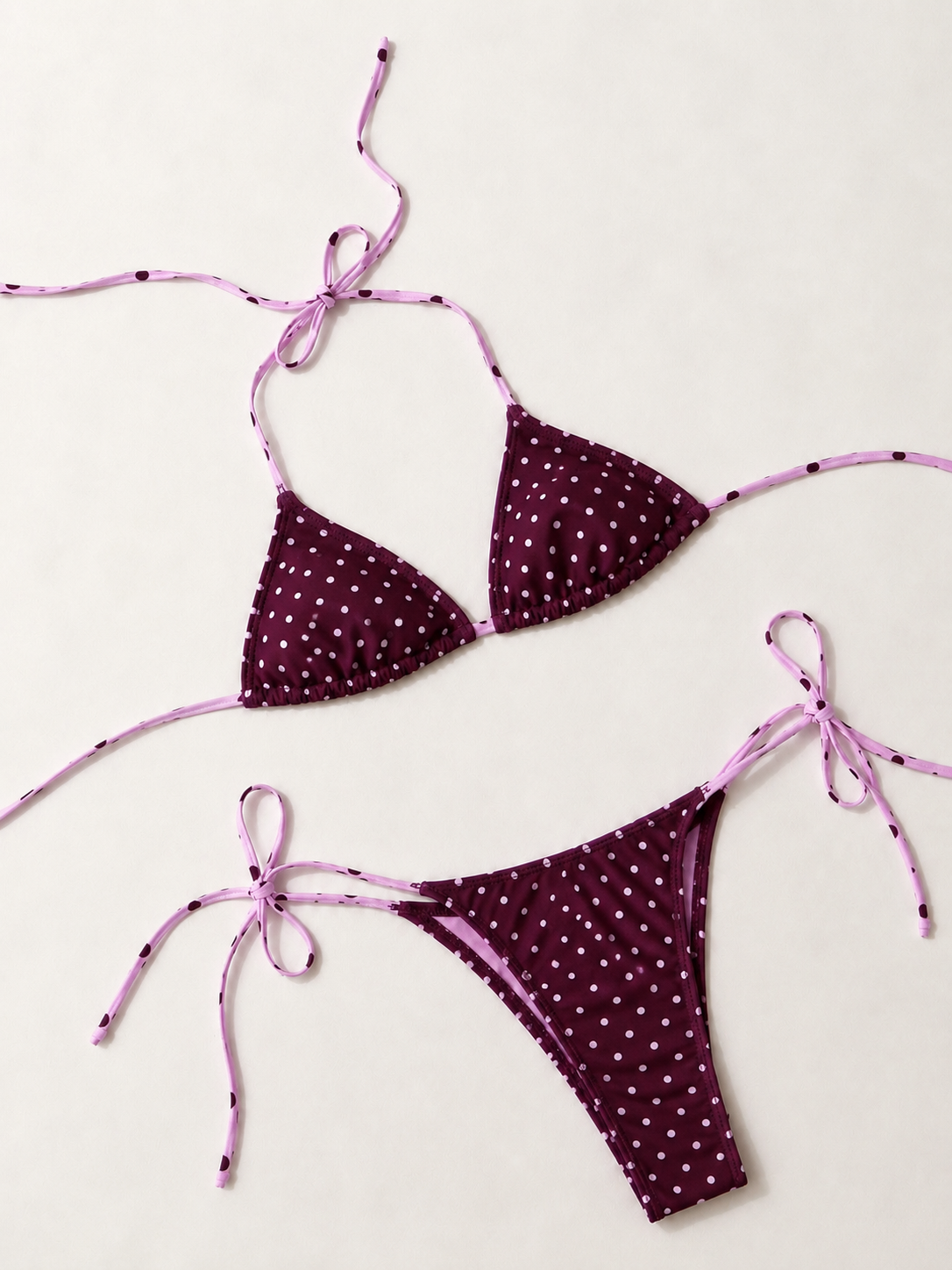 Purple Polka Dot Side-Tie Bikini Bottom