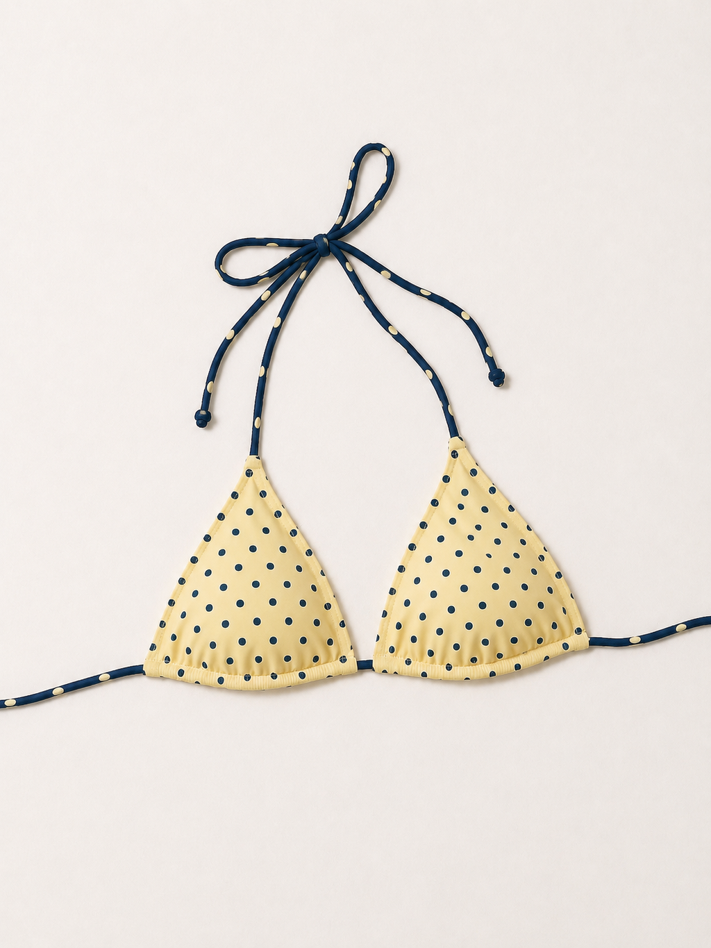 Yellow Polka Dot Triangle Bikini Top