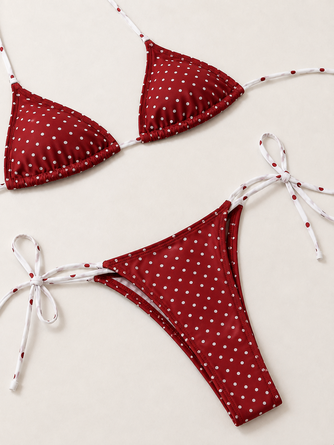 Red Polka Dot Side-Tie Bikini Bottom