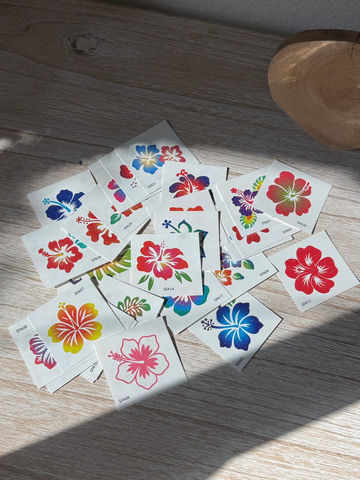 Glitter flower temporary tattoo stickers, 15-pack