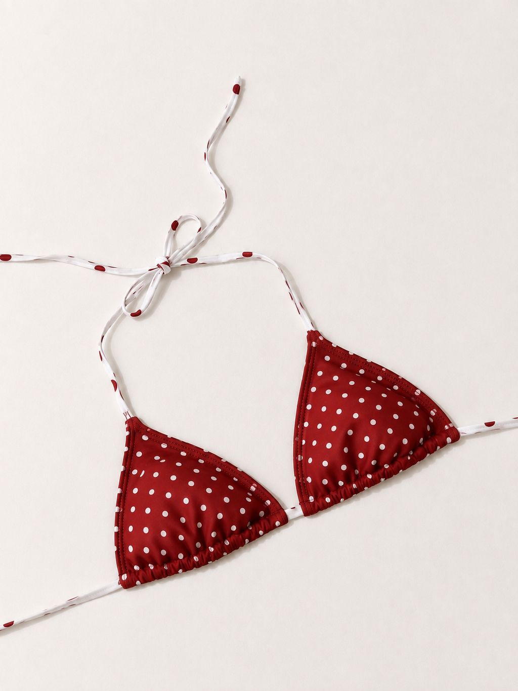 Red Polka Dot Bikini Top Flatlay